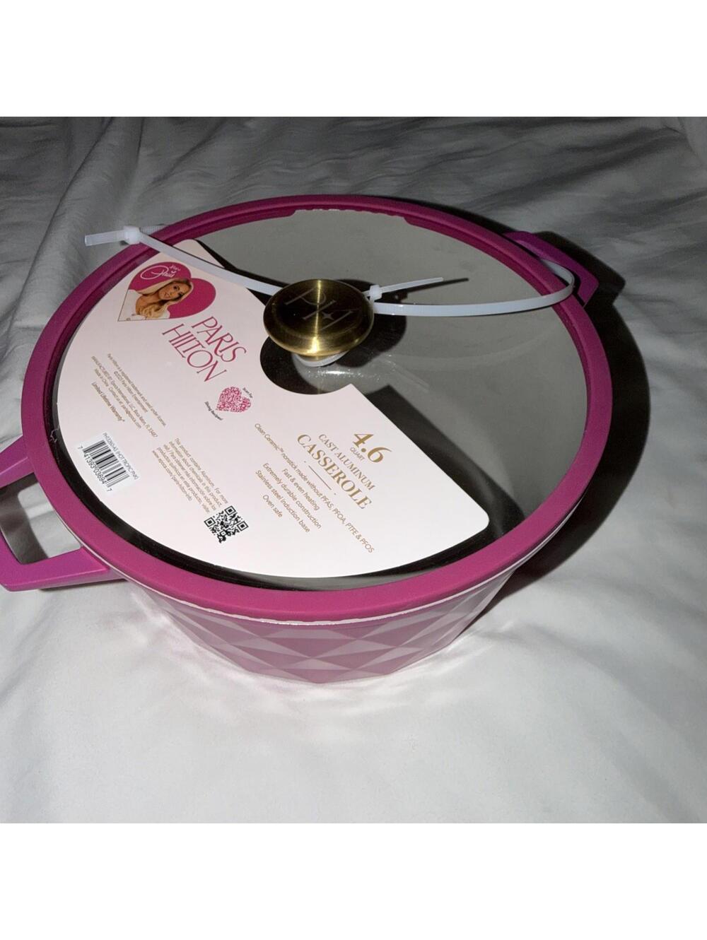 New Paris Hilton 4.6 Quart Casserole With Lid In Hot Pink. (See pics)
